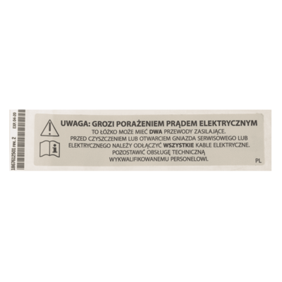 Hillrom Label, Unplug Warning, Patient LH - 1867612501