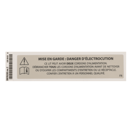 Hillrom Label, Unplug Warning, French - 186761301