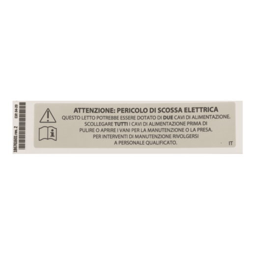 Hillrom Label, Unplug Warning, Italian - 186761601
