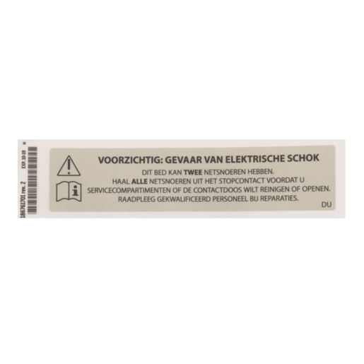 Hillrom Label, Unplug Warning, Dutch - 186761701