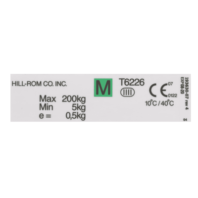 Hillrom Label, English Scale for Older Beds - 193630-07