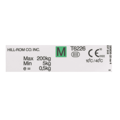 Hillrom Label, English Scale for Older Beds - 193630-10