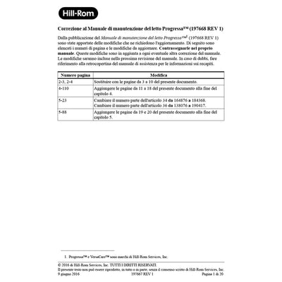 Hillrom Service Manual, Progressa, Corr, Italian - 197667