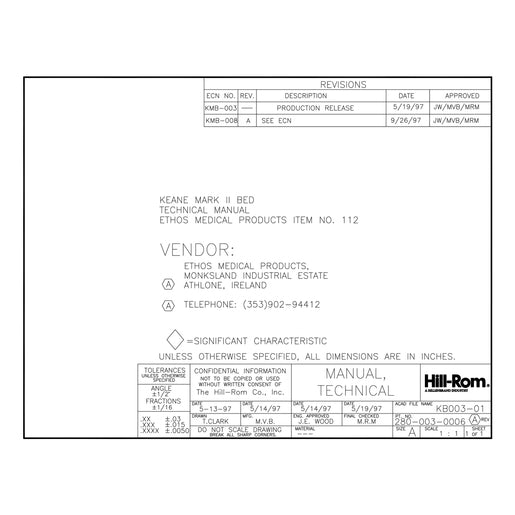 Hillrom Manual, Technical, Keane - 2800030006
