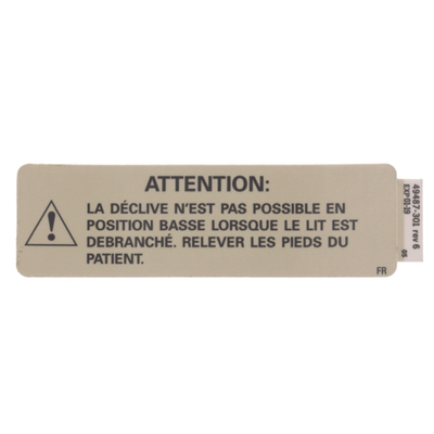Hillrom Label, Emerg Trend Warning, French - 49487301