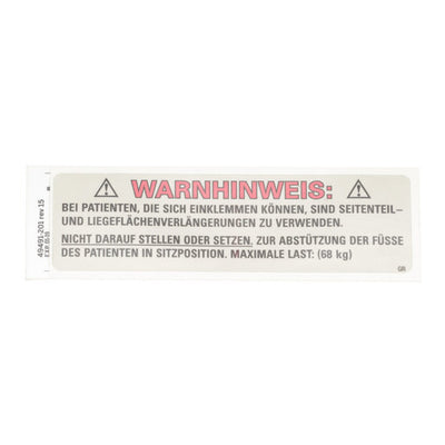 Hillrom Label, TotalCare, Stand/Sit Caution, German - 49491201