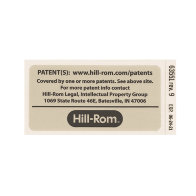 Hillrom Label, Patent Marking, TotalCare - 63551