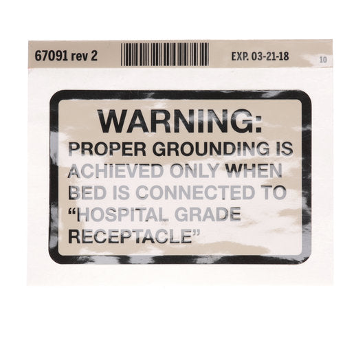 Hillrom Label, Grounding Reliability - 67091