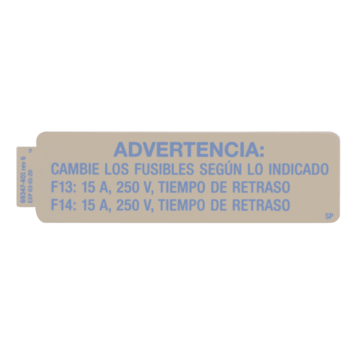 Hillrom Label, Fuse, 120V Bed, Spanish - 69347401