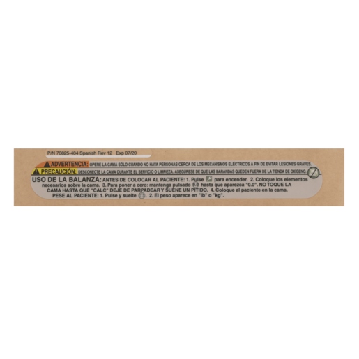 Hillrom Label, Warning, Scale, Spanish - 70825404