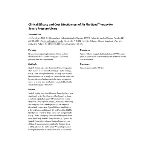 Hillrom Clinical Efficacy Cost Effect - CLS192