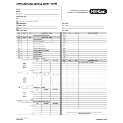 Hillrom Infusion Device Service Report, Pack of 50 Sets - HI6511