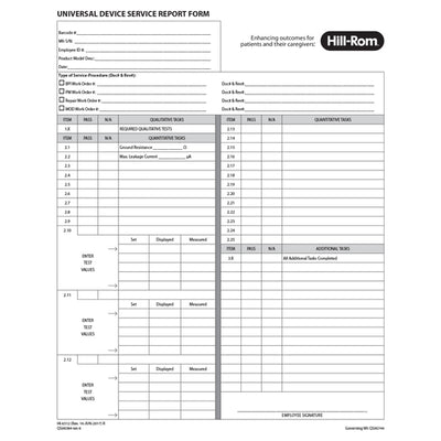 Hillrom Universal Device Serv Report, 1 Pack of 50 Sets - HI6512