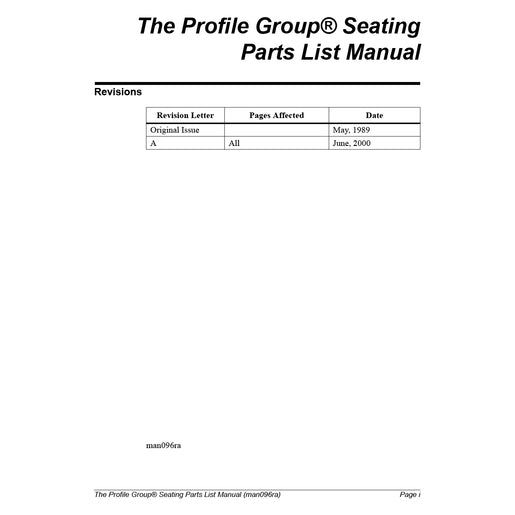 Hillrom Service Manual, Profile Group Parts - MAN096