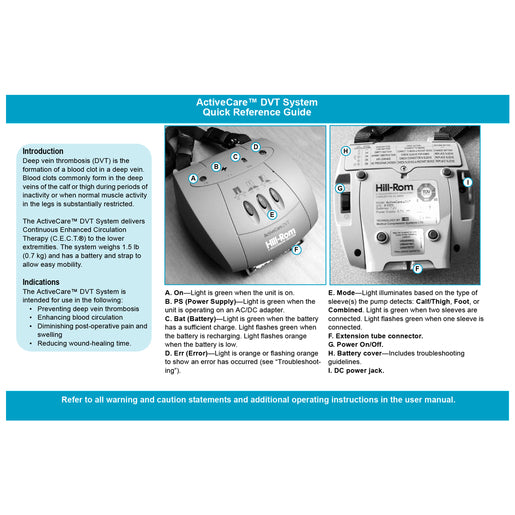 Hillrom QRG, Activecare DVT - QRG012