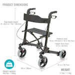 Gateway Aluminum Medical Rollator Walker