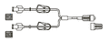 CODAN Bifurcated LightSafe® MicroBore Extension Set, (2) female luer-locks, (2) color coded pinch clamps, male luer-lock, CODAN FlowStop Cap™