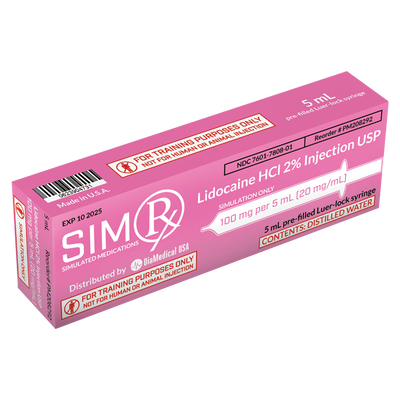 SimRx Lidocaine HCL 2% Injection PREFILLED SYRINGE USP 100mg/5mL - Each