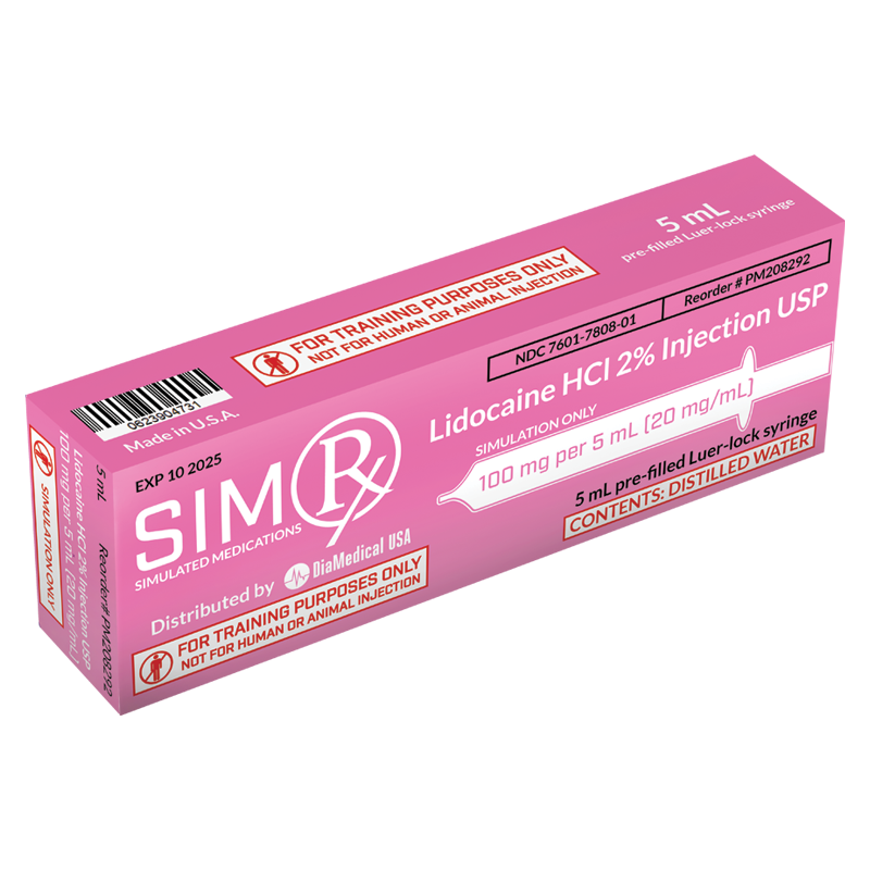 SimRx Lidocaine HCL 2% Injection PREFILLED SYRINGE USP 100mg/5mL - Each