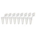 Globe Scientific DiamondLink 0.1mL 8-Strip Tubes, Low-Profile, with Individually-Attached Flat Caps, White - GS-PCR-DL-01FW