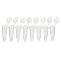 Globe Scientific DiamondLink 0.2mL 8-Strip Tubes, with Individually-Attached Flat Caps, Clear - GS-PCR-DL-02F