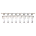 Globe Scientific 0.1mL 8-Strip Tubes, Low Profile, with Separate 8-Strip Clear Flat Caps, Natural - GS-PCR-STR-01F