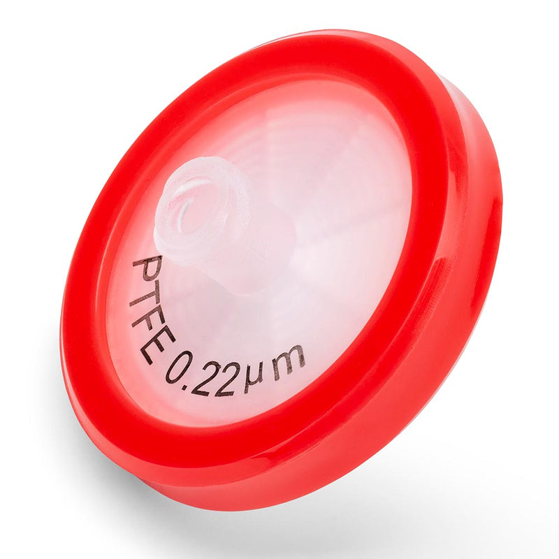 Globe Scientific Syringe Filter, PTFE Hydrophilic Membrane, 0.22μm Porosity, 30mm Diameter, PP Housing, Non-sterile, Bulk Packed - GS-SF-PTFE-2230