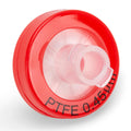 Globe Scientific Syringe Filter, PTFE Hydrophilic Membrane, 0.45μm Porosity, 13mm and 30mm Diameter, PP Housing, Non-sterile, Bulk Packed