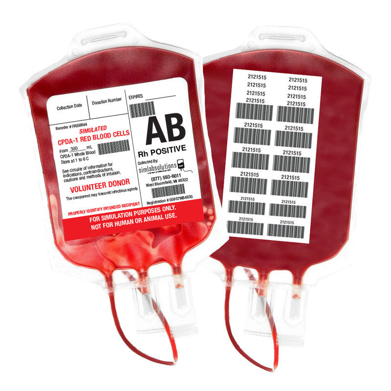 SIMRX SIMULATED STAINLESS BLOOD BAGS - Empty