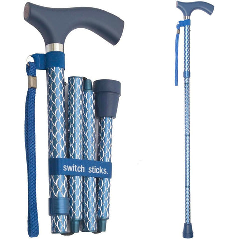 Switch Sticks Engraved Folding Walking Stick
