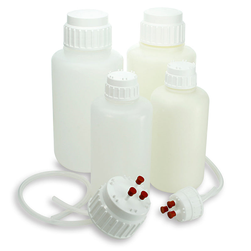 Globe Scientific Vacuum Bottle, Heavy Duty, PP with White PP 53mm Screw Cap, 2 L, 2 of Pack