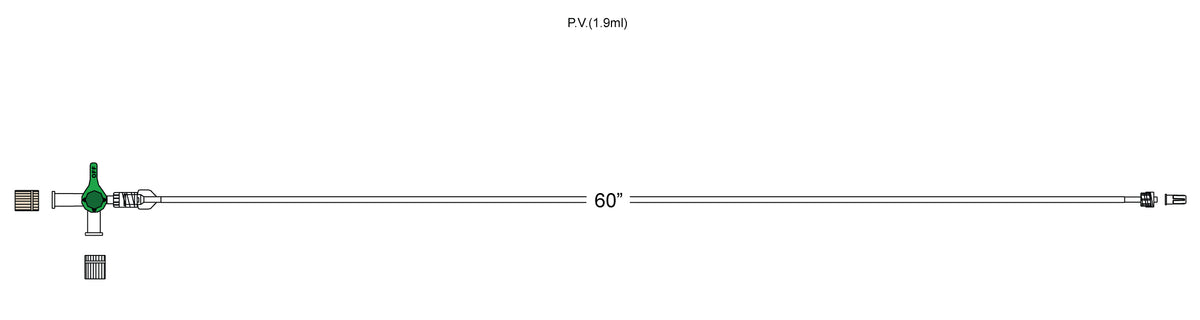 CODAN Detachable four-way stopcock, minibore tubing, male luer-lock