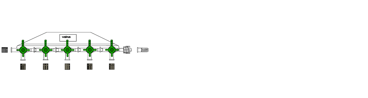 CODAN 5-gang four-way stopcocks on a manifold plate