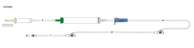 CODAN 10d non-vented chamber, cylinder hand pump, roller clamp, (2) needlefree Y-sites, male luer-lock