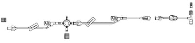 CODAN (2) female luer-locks, (2) slide clamps, (2) Y-injection sites, four-way stopcock, male luer-lock, detachable pre-pierced T-connector pigtail