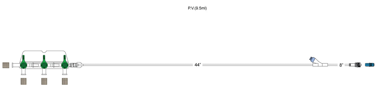 CODAN 3-gang four-way stopcocks on a manifold plate, detachable extension, needlefree Y-site, spin-lock
