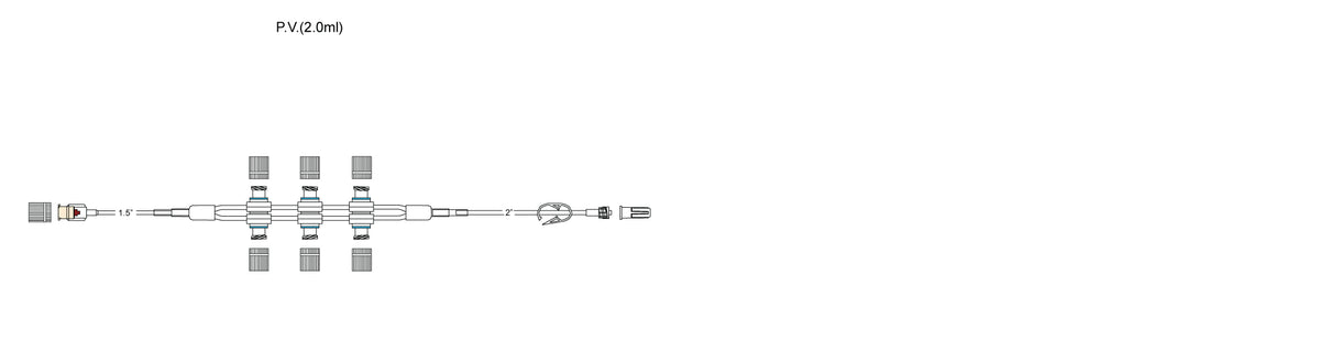CODAN Back check valve, microbore tubing, (6) pressure-activated valves bonded back-to-back, pinch clamp, male luer-lock