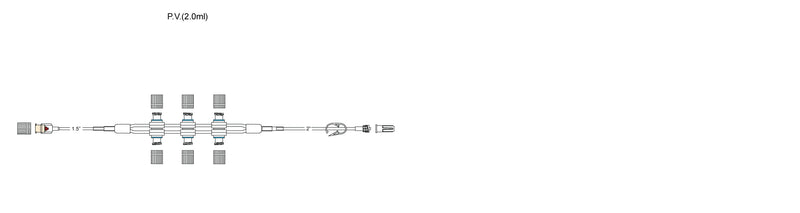 CODAN Back check valve, microbore tubing, (6) pressure-activated valves bonded back-to-back, pinch clamp, male luer-lock