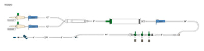 CODAN (2) vented spikes, (3) roller clamps, 200 micron filter chamber,