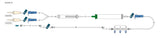 CODAN (2) non-vented spikes, (4) slide clamps, (3) roller clamps, elongated 170 micron filter chamber, cylinder hand pump, detachable 3-gang four-way swabable stopcocks on a manifold plate, (2) needlefree Y-sites, 10” pigtail with spin-lock