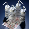Globe Scientific Wash Bottle, Wide Mouth, LDPE, Do-It-Yourself, Write-On-Panel, Safety Vented, WHITE Screwcap