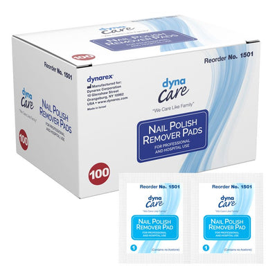 Dynarex Nail Polish Remover Pads case of 10 Quantity per box: 100