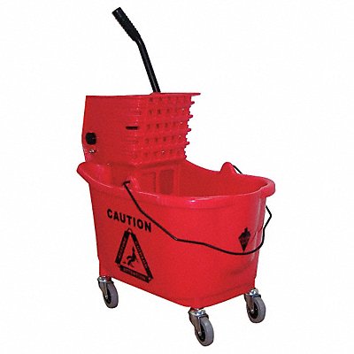 Red Plastic Mop Bucket and Wringer 8-3/4 gal.