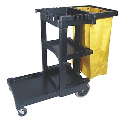 Black Janitor Cart 46 L x 21-3/4 W x 38-3/8 H Number of Shelves 1