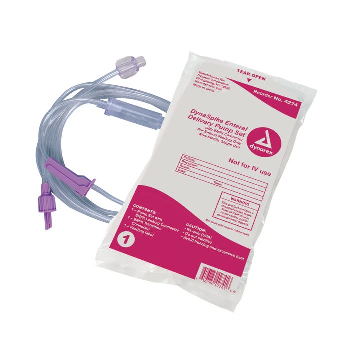 Dynarex DynaSpike Enteral Delivery Pump Set With ENFit Connector case of 30