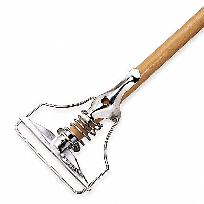 Wet Mop Handle Spring Lever Head Mop Connection Type Natural Wood 60 Handle Length