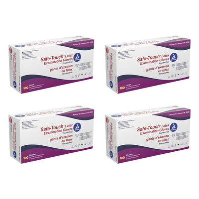 Dynarex Safe-Touch Latex Exam Gloves, Powder-Free case of 10 Quantity per box: 100