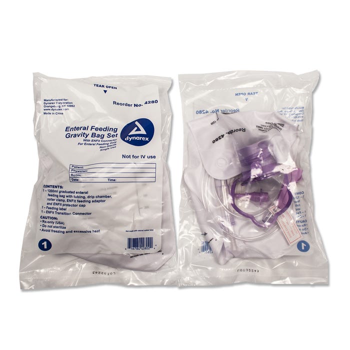 Dynarex Enteral Delivery Gravity Bag Set With ENFit Connector case of 30