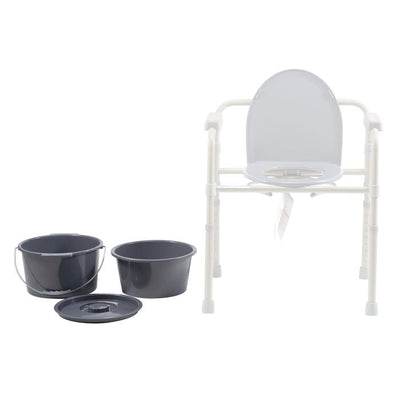 Dynarex Folding Commode Bucket - Splash Guard And Lid