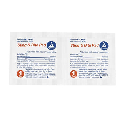 Dynarex Sting & Bite Pad, Bulk Pack case of 3000